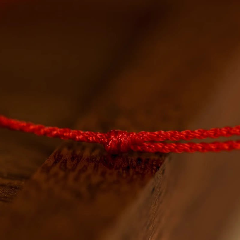 Adjustable Red String Bracelet Anklet with Hetian Jade & Wu Lou Gourd