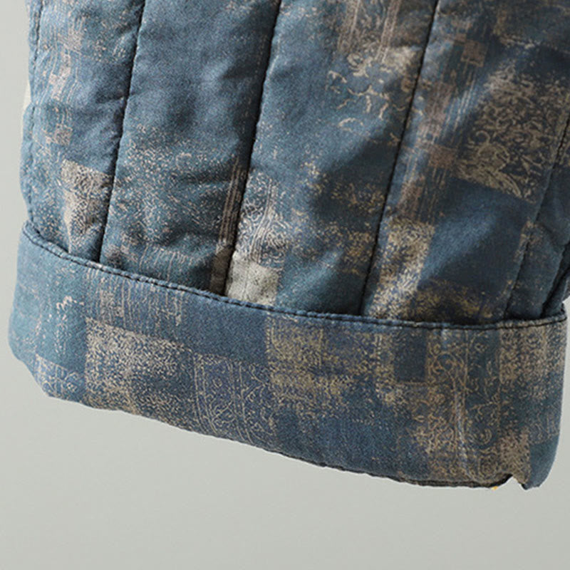 Winter Square Diamond-shaped Patchwork Elastic Waist Women's Cotton Harem Pants With Pockets