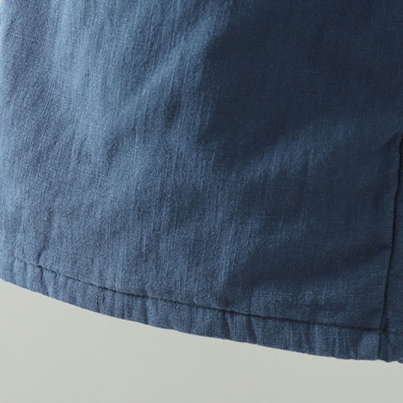 Winter Elastic Waist Frog-Button Design Cotton Thermal Women's Straight Leg Pants With Pockets