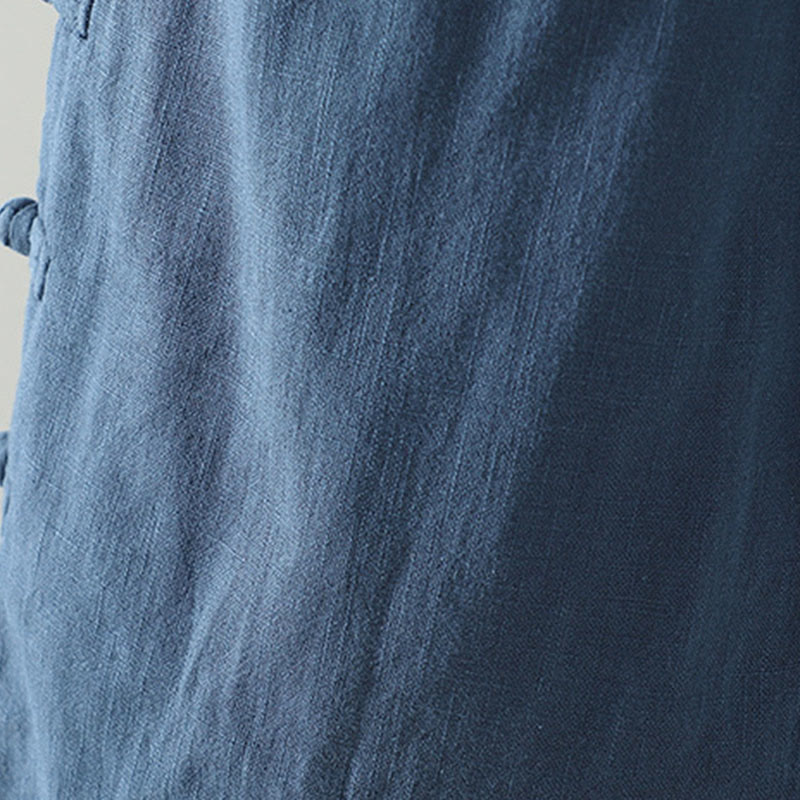 Winter Elastic Waist Frog-Button Design Cotton Thermal Women's Straight Leg Pants With Pockets