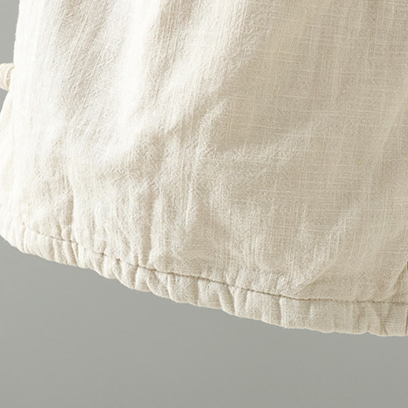 Winter Elastic Waist Frog-Button Design Cotton Thermal Women's Straight Leg Pants With Pockets