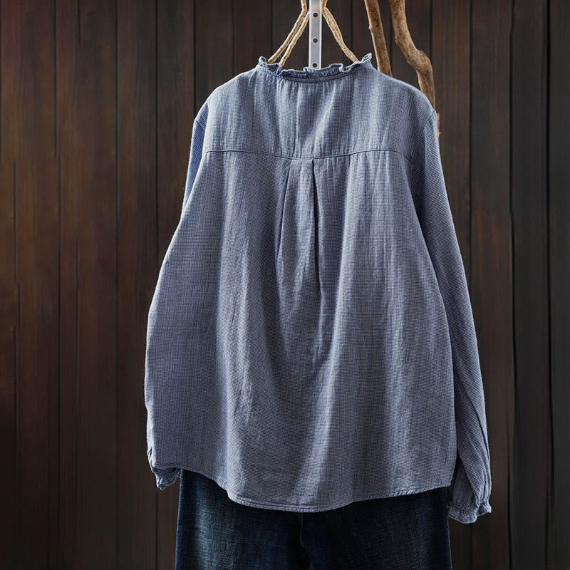 Lightweight Cotton Ruffle Collar Grounding Women's Shirt