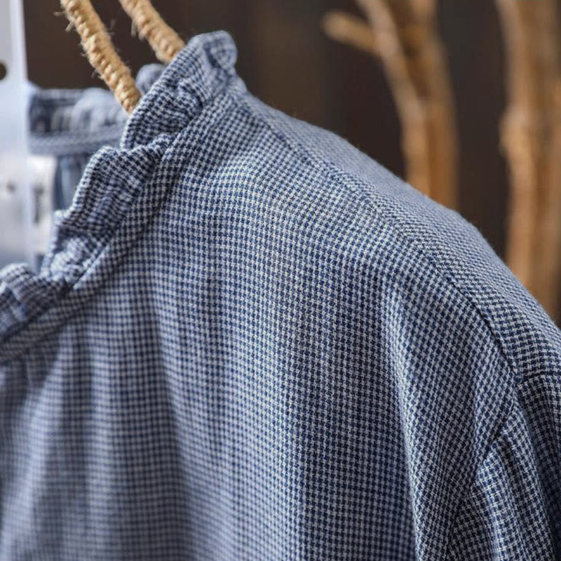 Lightweight Cotton Ruffle Collar Grounding Women's Shirt