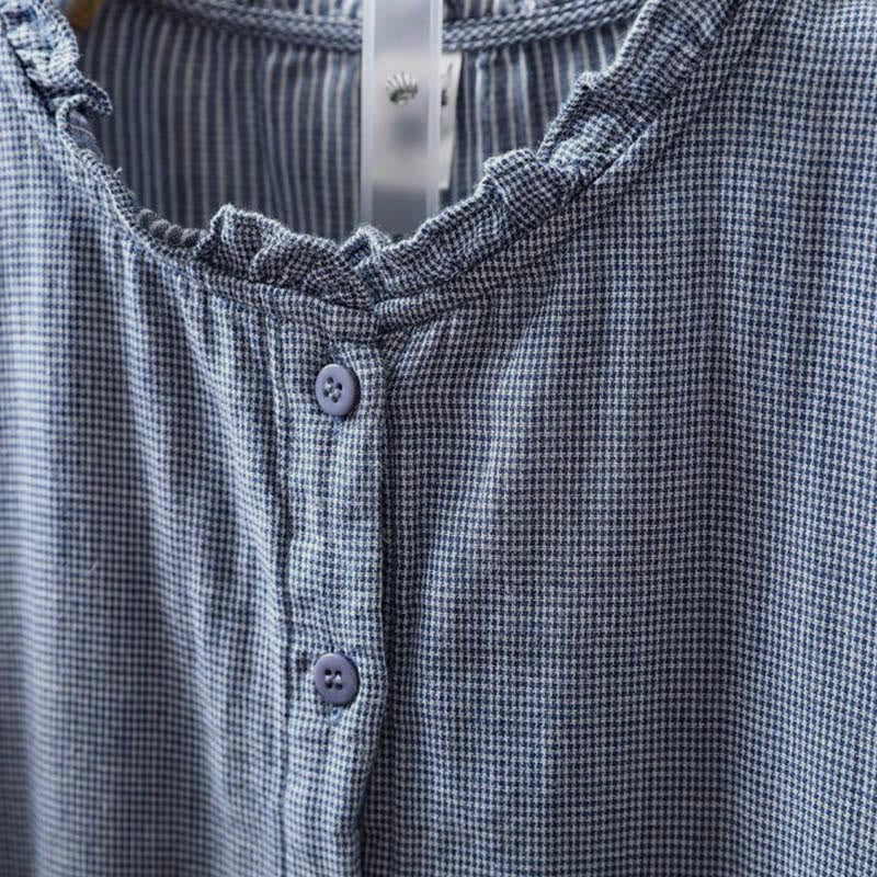 Lightweight Cotton Ruffle Collar Grounding Women's Shirt
