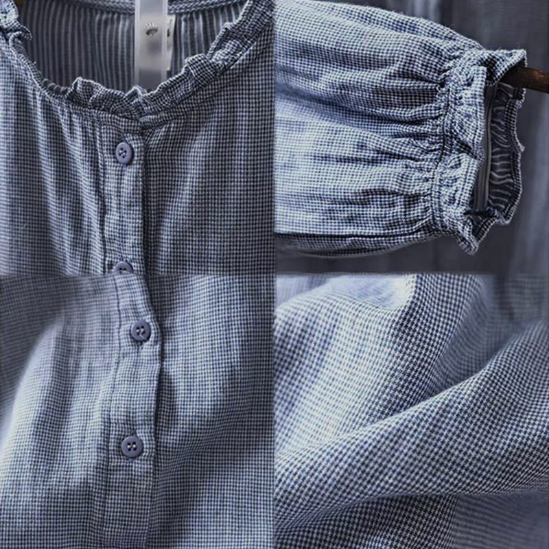 Lightweight Cotton Ruffle Collar Grounding Women's Shirt