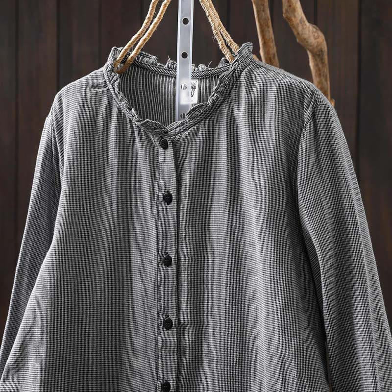 Lightweight Cotton Ruffle Collar Grounding Women's Shirt