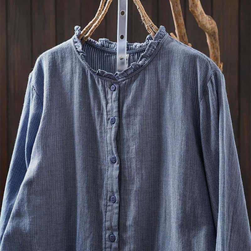 Lightweight Cotton Ruffle Collar Grounding Women's Shirt