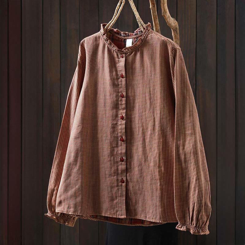 Tactile Cotton Ruffle Collar Mindful Long Sleeve Shirt