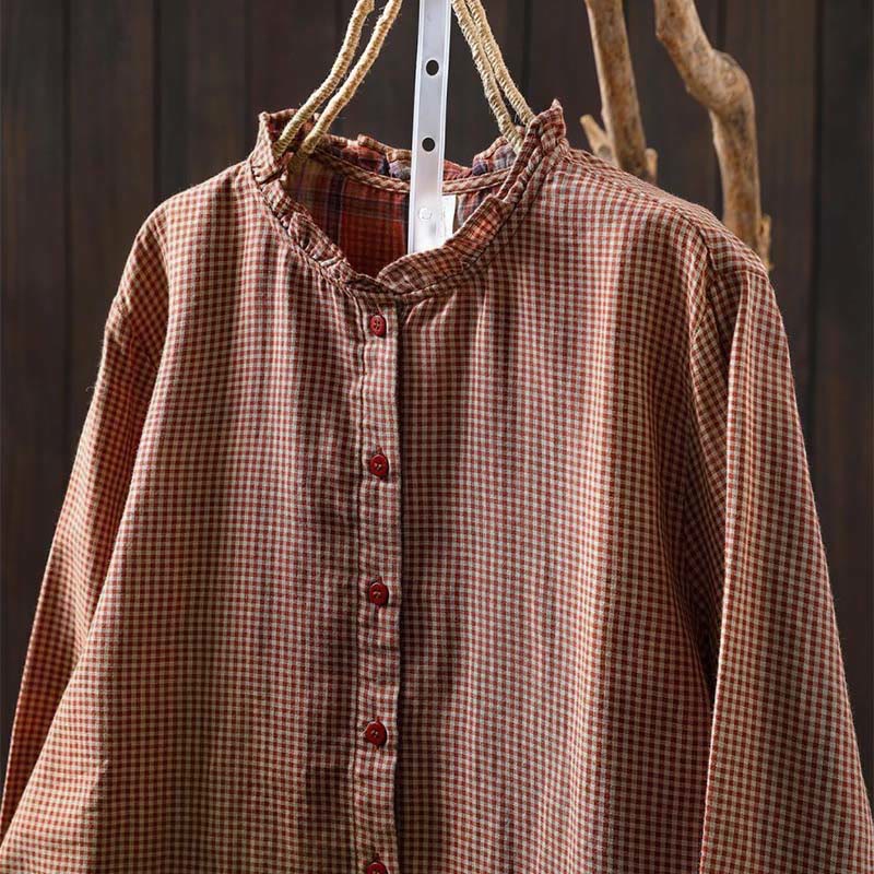 Tactile Cotton Ruffle Collar Mindful Long Sleeve Shirt
