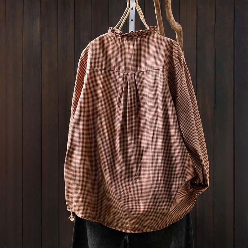 Tactile Cotton Ruffle Collar Mindful Long Sleeve Shirt
