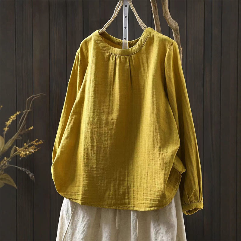 Tactile Cotton Back-Button Mindful Long-Sleeve Shirt