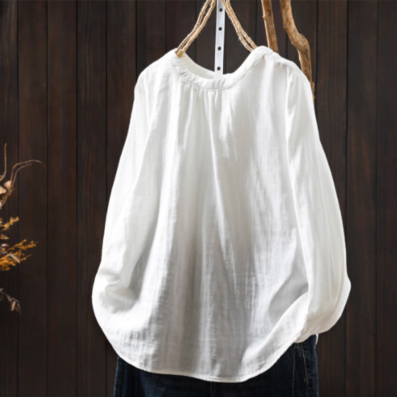 Tactile Cotton Back-Button Mindful Long-Sleeve Shirt