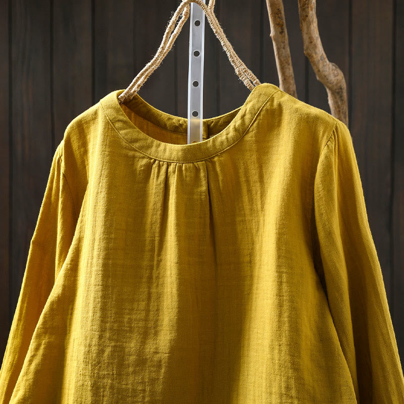 Tactile Cotton Back-Button Mindful Long-Sleeve Shirt