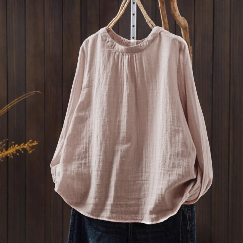 Tactile Cotton Back-Button Mindful Long-Sleeve Shirt