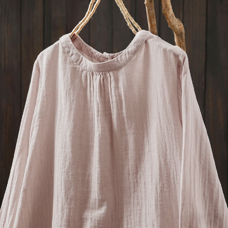 Tactile Cotton Back-Button Mindful Long-Sleeve Shirt