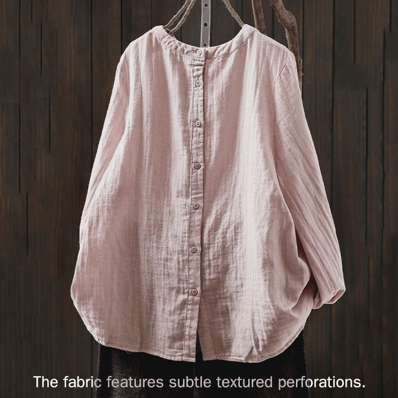 Tactile Cotton Back-Button Mindful Long-Sleeve Shirt