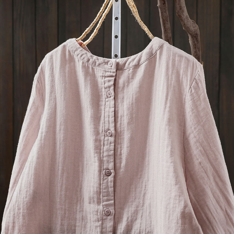 Tactile Cotton Back-Button Mindful Long-Sleeve Shirt