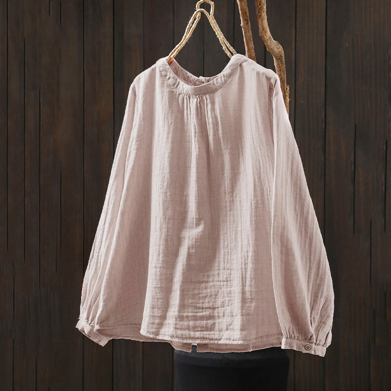 Tactile Cotton Back-Button Mindful Long-Sleeve Shirt