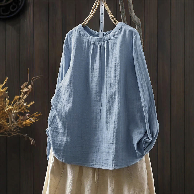 Tactile Cotton Back-Button Mindful Long-Sleeve Shirt