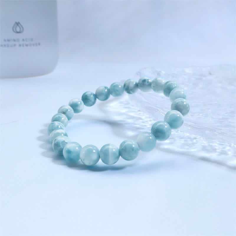 Natural Larimar Beaded Energy Bracelet with Caribbean Blue Gemstones