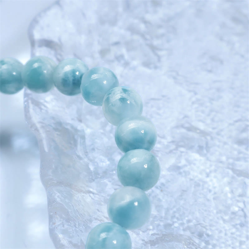 Natural Larimar Beaded Energy Bracelet with Caribbean Blue Gemstones