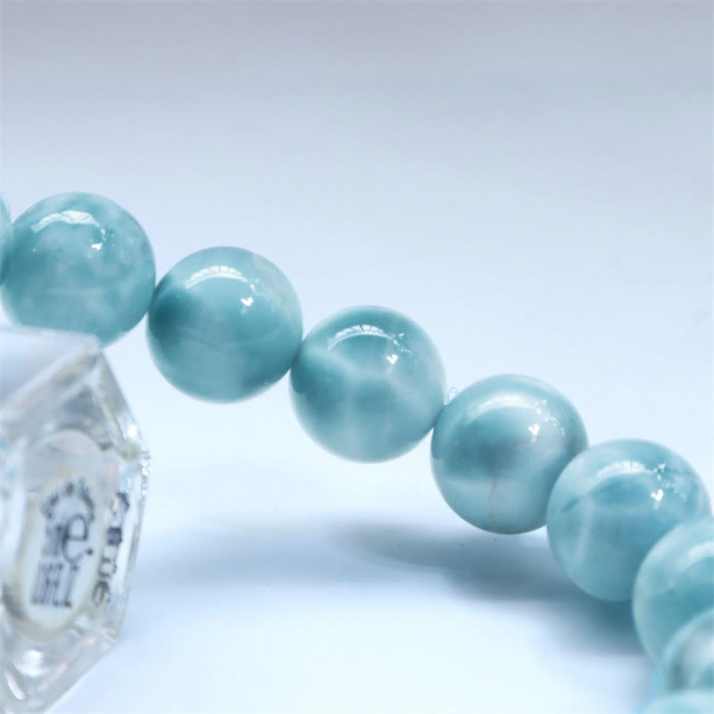 Natural Larimar Beaded Energy Bracelet with Caribbean Blue Gemstones