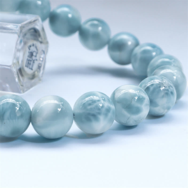 Natural Larimar Beaded Energy Bracelet with Caribbean Blue Gemstones