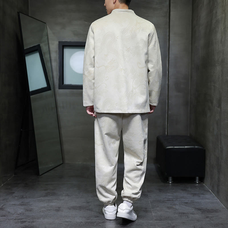 Breathable Cotton Frog-Button Men's Meditation Jacket and Pants Set