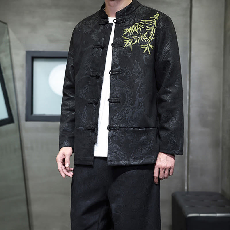 Breathable Cotton Frog-Button Men's Meditation Jacket and Pants Set