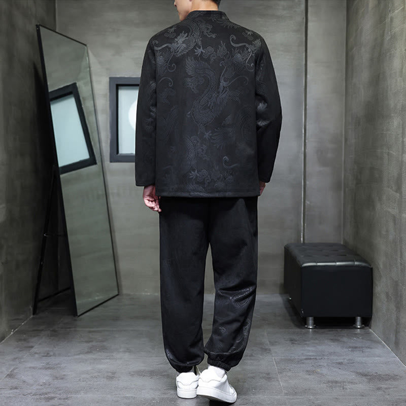Breathable Cotton Frog-Button Men's Meditation Jacket and Pants Set
