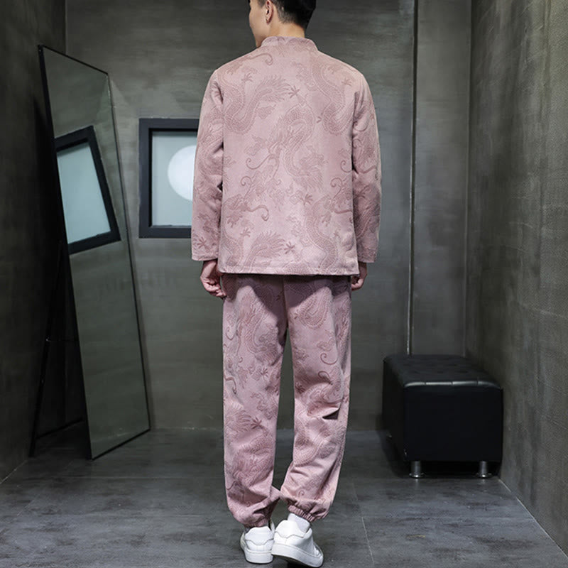 Breathable Cotton Frog-Button Men's Meditation Jacket and Pants Set