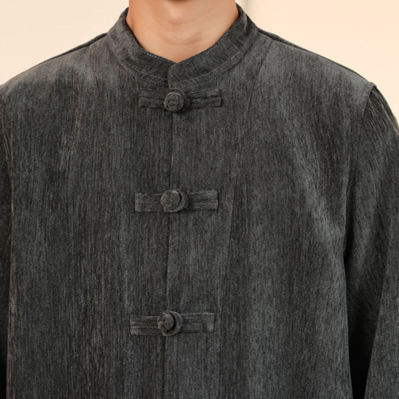 Thermal Cotton Corduroy Mandarin Collar Men's Meditation Set