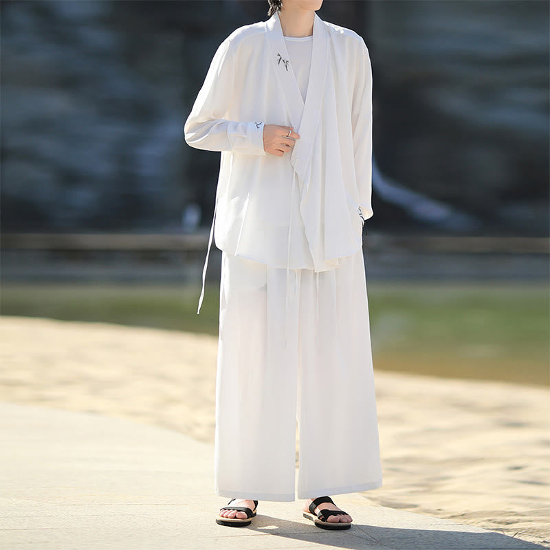 Breathable Cotton Bamboo-Embroidered Kimono Meditation Set