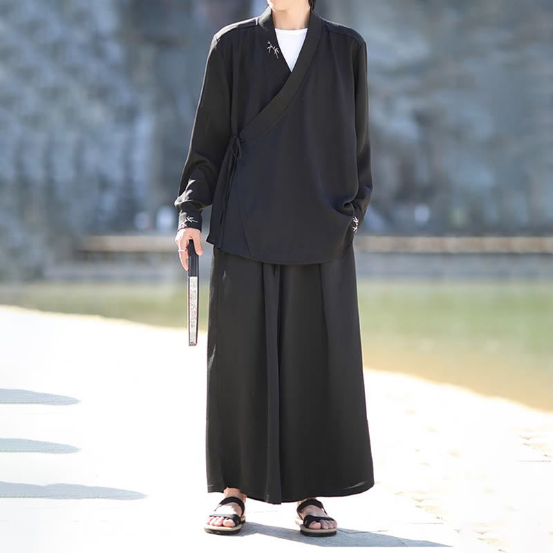 Breathable Cotton Bamboo-Embroidered Kimono Meditation Set
