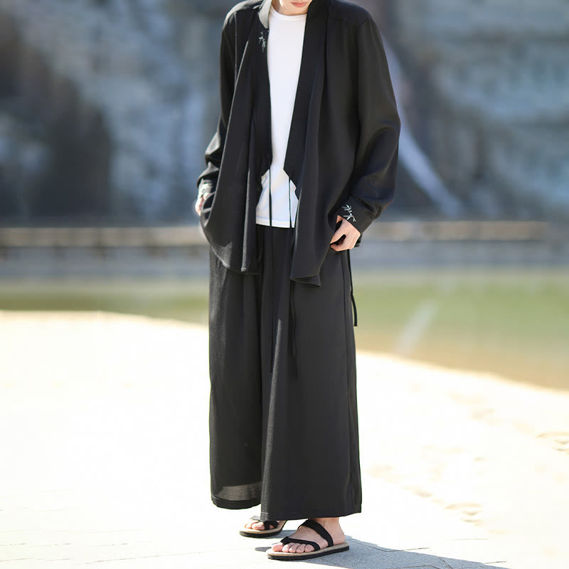 Breathable Cotton Bamboo-Embroidered Kimono Meditation Set