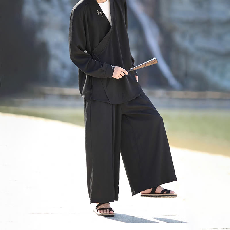 Breathable Cotton Bamboo-Embroidered Kimono Meditation Set