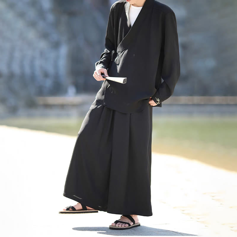 Breathable Cotton Bamboo-Embroidered Kimono Meditation Set