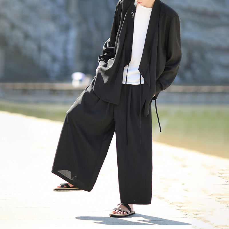 Breathable Cotton Bamboo-Embroidered Kimono Meditation Set