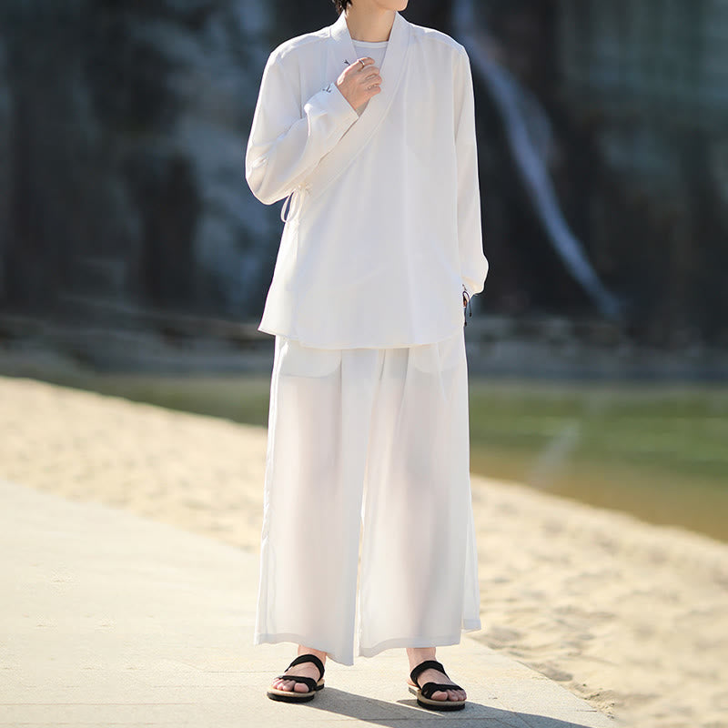 Breathable Cotton Bamboo-Embroidered Kimono Meditation Set