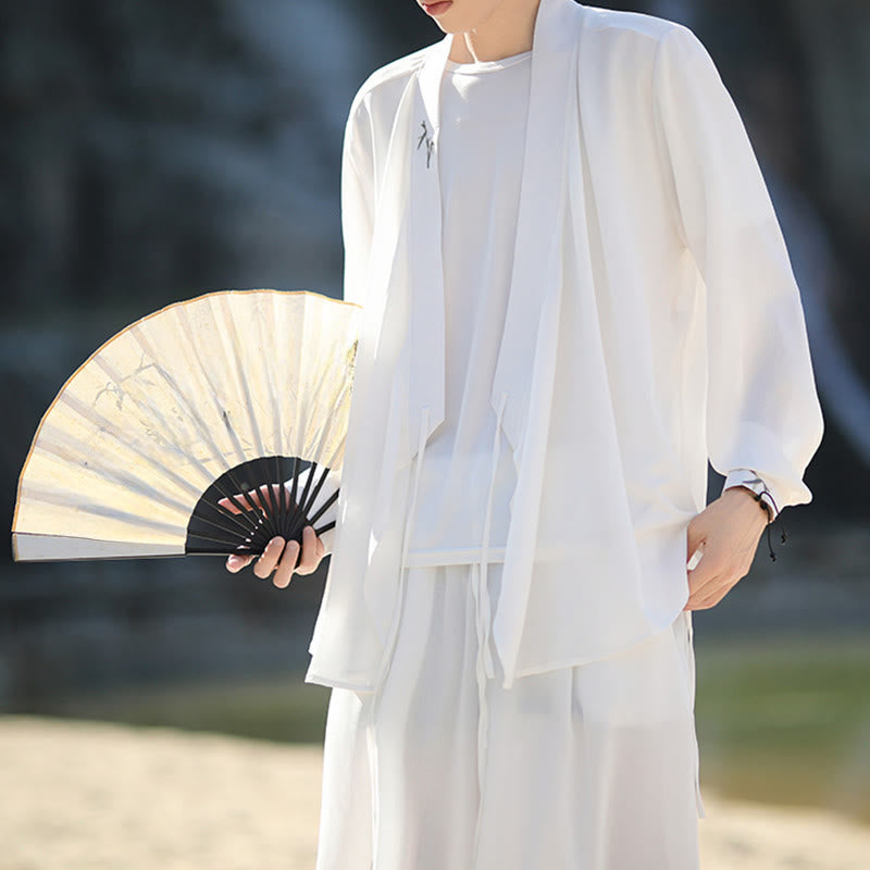 Breathable Cotton Bamboo-Embroidered Kimono Meditation Set