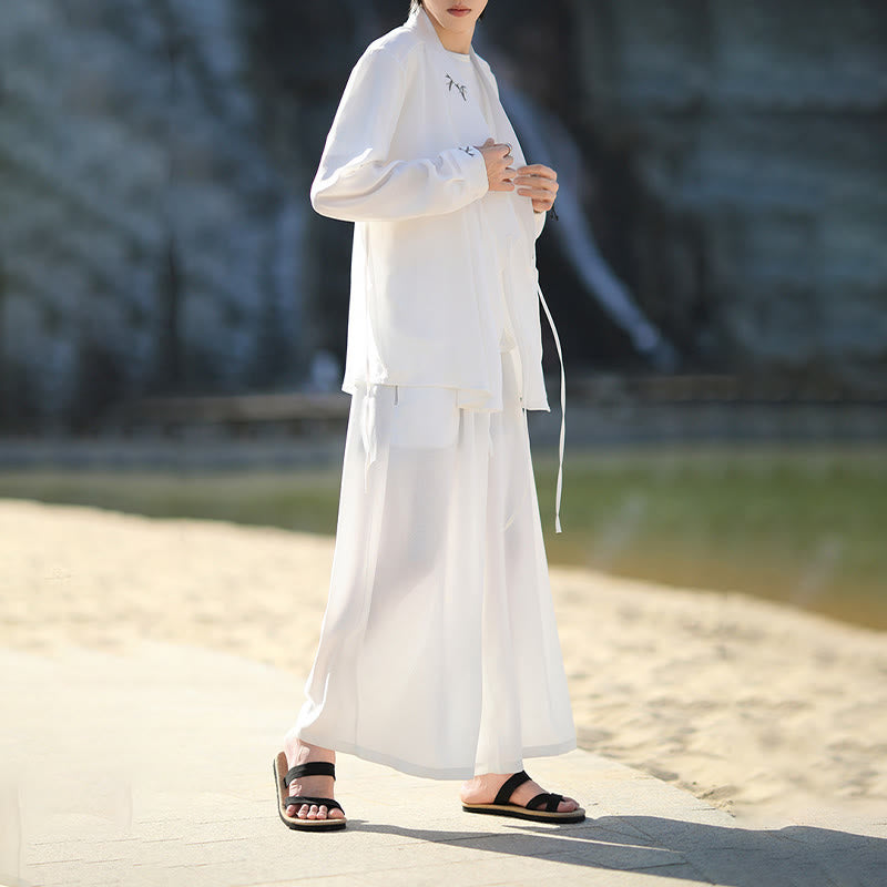 Breathable Cotton Bamboo-Embroidered Kimono Meditation Set