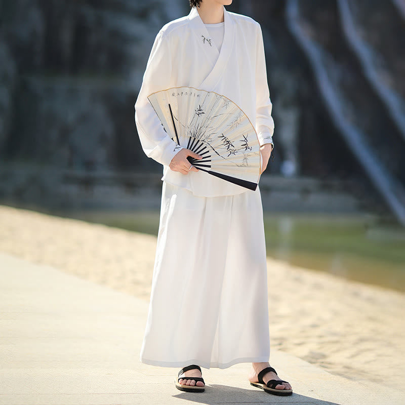 Breathable Cotton Bamboo-Embroidered Kimono Meditation Set