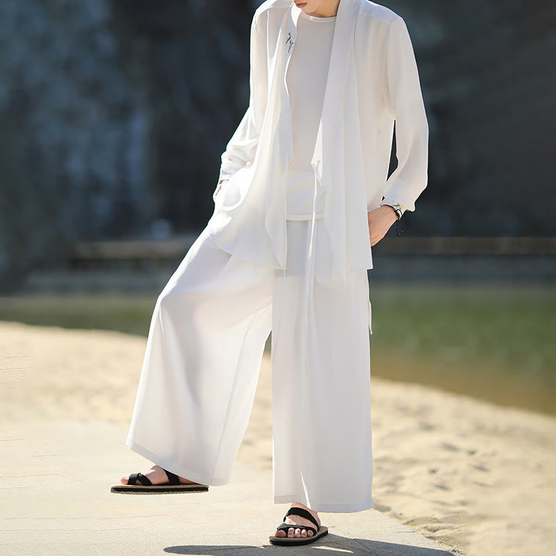 Breathable Cotton Bamboo-Embroidered Kimono Meditation Set