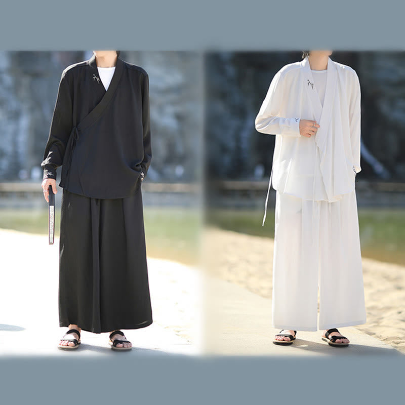Breathable Cotton Bamboo-Embroidered Kimono Meditation Set