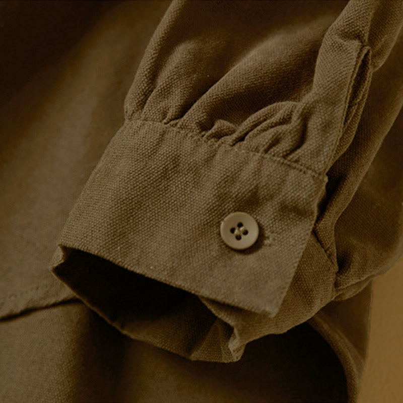 Tactile Cotton Stand-Collar Meditation Shirt