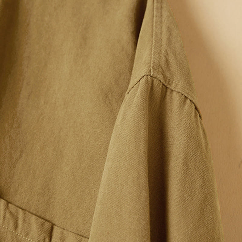 Tactile Cotton Stand-Collar Meditation Shirt