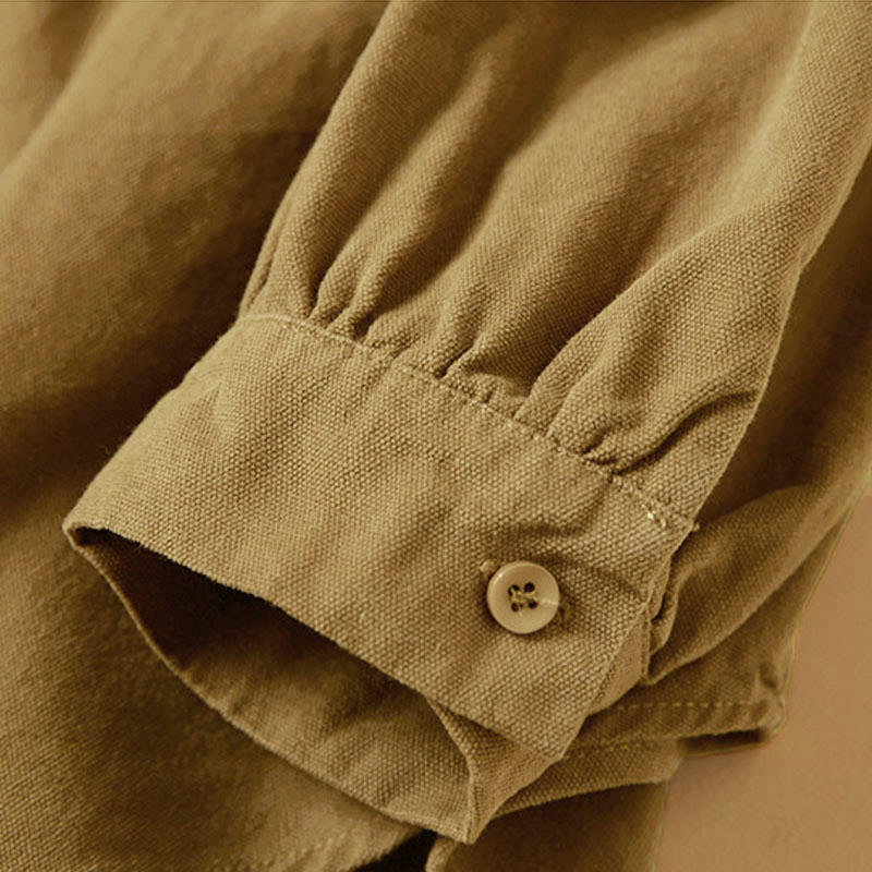 Tactile Cotton Stand-Collar Meditation Shirt