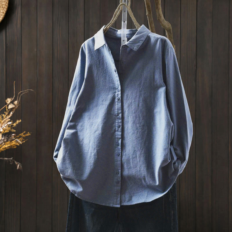 Tactile Cotton Stand-Collar Daily Grounding Shirt