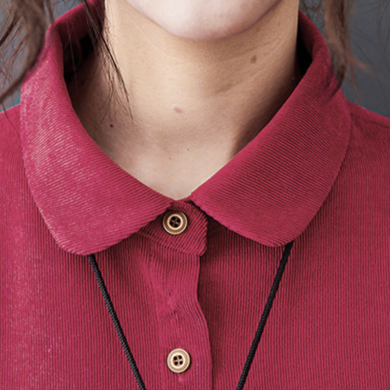 Textured Cotton Corduroy Long Sleeve Mindful Midi Dress