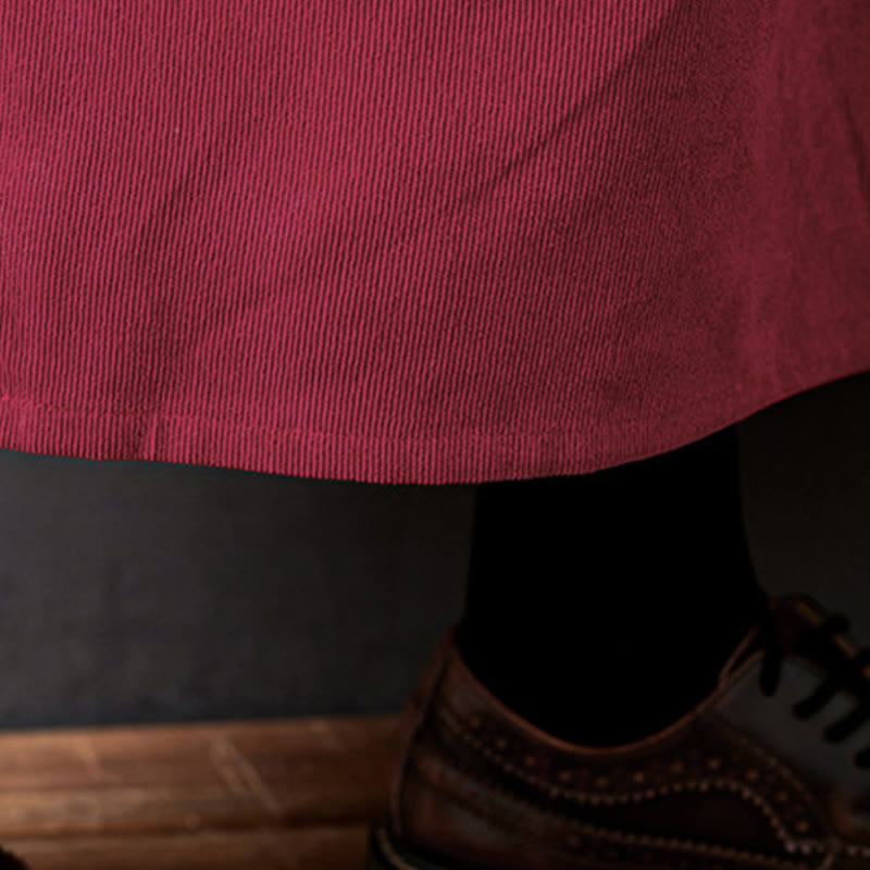 Textured Cotton Corduroy Long Sleeve Mindful Midi Dress